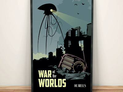 War of the Worlds Poster Design aliens book literature poster design sci fi vintage inspired war of the worlds