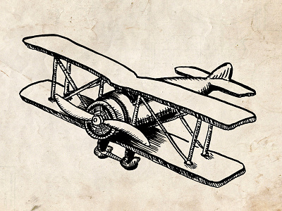 Biplane Spot Illustration for Brick Store Pub Rebrand airplane atlanta austin biplane brand design illustration ink line work pub rebrand vintage