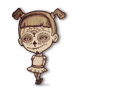 Little Fiona austin character day of the dead dia de los muertos drawing girl illustration ink linework sketch sketchbook sugar skull