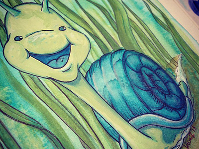 Seymour Snail detail acrylic animal austin character character design character development childrens book game art illustration ink painting watercolor