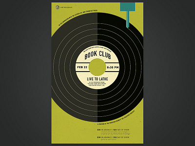 Book Club - Live to Lathe atlanta band band poster design gig gig poster graphic icon music poster record vector
