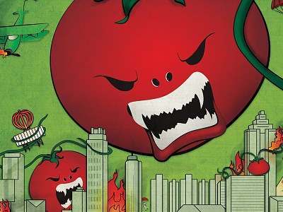 Attack of the Killer Tomato Festival 70s design festival food horror illustration movie poster