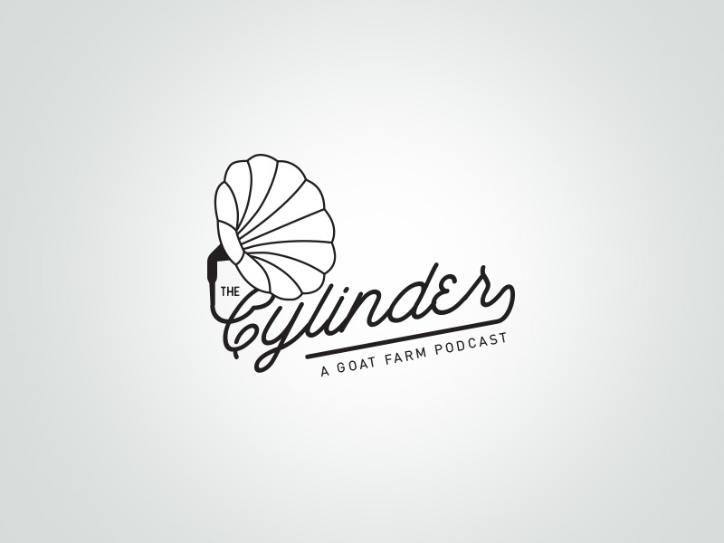 Cylinder Podcast Logo cylinder gramophone podcast music script logo illustration design