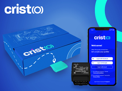 Packaging Design - Cristo Smart Insurance App application bluetooth box design car device insurance package package design packaging print design ui wireless