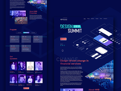 Design Summit Landing page abstract design event gradient header landing page speakers summit ui ux webdesign
