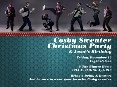 Cosby Sweater Christmas Party Invite bodoni cheesy invite