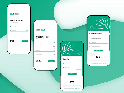 Daily UI 001 Login page app create account design figma flat green login page minimal mobile ui ux