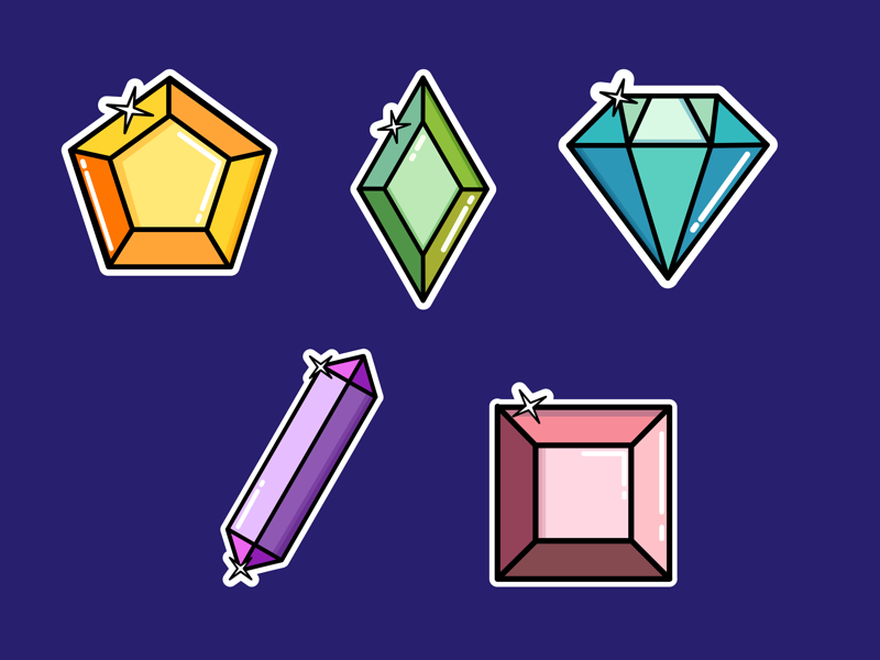 Gem Stickers colour gemstones gems stickers illustration design assemblyapp