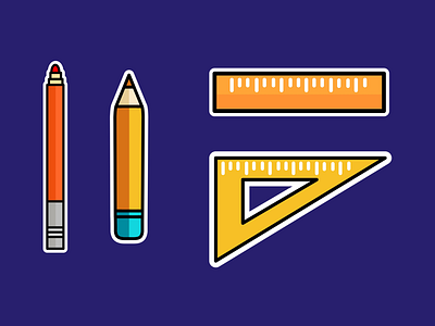 Stationary Stickers 🖍 assembly assemblyapp bold colour creative design illustrations outline pens stationary stickers