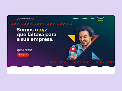 Landing page | Agência X elemento front end ui