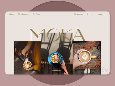 A website design for a cafe