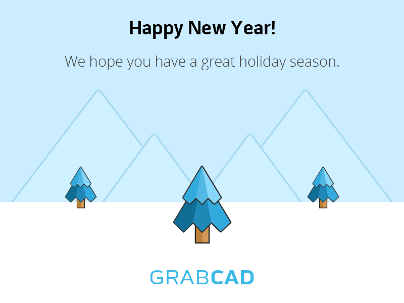 Happy New Year from GrabCAD animation gif mountains new year snow trees