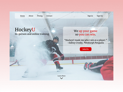 Daily UI Challenge. Day 003/100 daily 100 challenge daily ui dailyui figma hockey hockeytraining hockeyu icehockey landingpage landingpagedesign sports sports training training training app ui uidesign userinterface userinterfacedesign