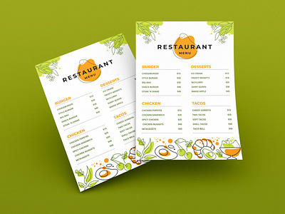 Modern Restaurant Food Menu Design Template