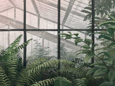 Urban jungle art artist artwork concept design digital digitalart drawing freelance green greenhouse greenthumb illustration illustrations illustrator landscape painting photoshop plant plants