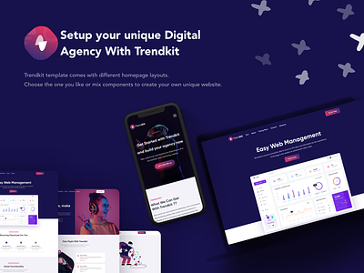 Trendkit - Digital Agencies & SaaS Template agency branding company creabik creabik design design logo project theme theme design themeforest ui ux