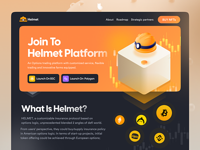 Helmet website branding creabik crypto nft trading ui