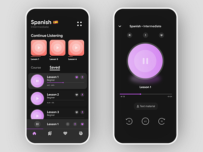 Language learning app app design education language learning music ui ux