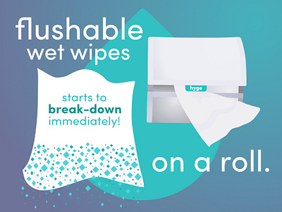 Flushable Wet Wipes - on a roll adveristing branding design illustration logo promo mock up vector