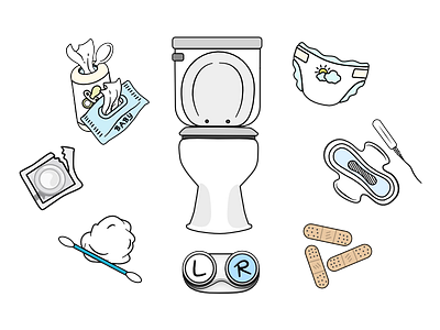 Toilet septic system PSA "Do Not Flush" adveristing branding design illustration promo mock up vector web