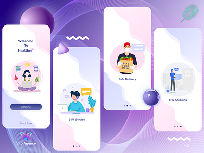 Food Delivery App Onboarding with Illustrations 3d app app store application apps branding delivery delivery app design develop food free graphic design ios onboarding trends ui ux uxui design