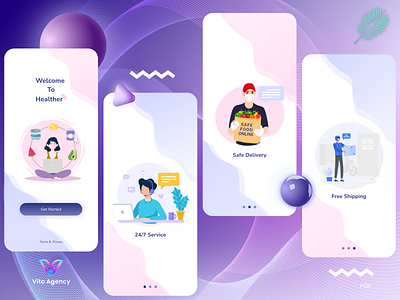 Food Delivery App Onboarding with Illustrations