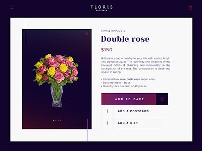 Product page for FLORIS card e commerce flowers page product web