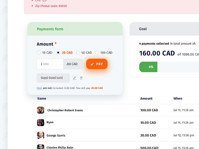 Payments form UI design form minimal payments ui web