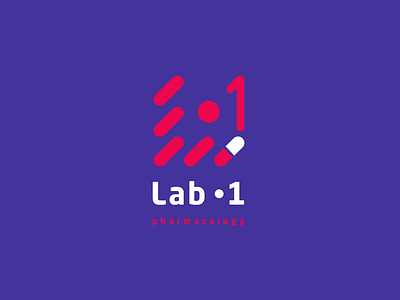 Lab-1 Pharmacy branding company logo illustration lab logo minimal pharmacy red ux vector