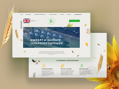 Cereals web main page shot cereals design farm grain seeds sunflower seed ui web website