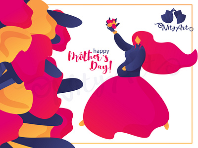 Happy Mother's Day! colorful design flat art girl gradient illustration illustrator mother nityart design vector