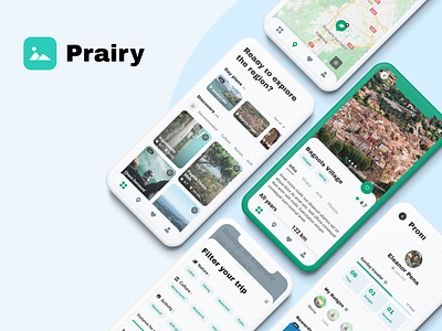 Prairy adventure app design green lucile foraison nature prairy trip ui