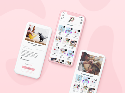 Mobile e-shop app bird concept store e-shop mobile pink