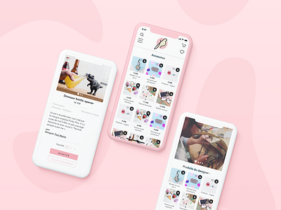 Mobile e-shop app bird concept store e shop mobile pink