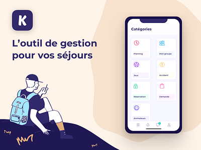 KOLOP animation application camp category category app children design design app holidays home lucile foraison mobile purple mobile summer camp ui uiux