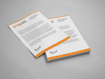 Logo and stationary design for "ETLogic" brand identity business card graphic design logo logo mockup print design stationary