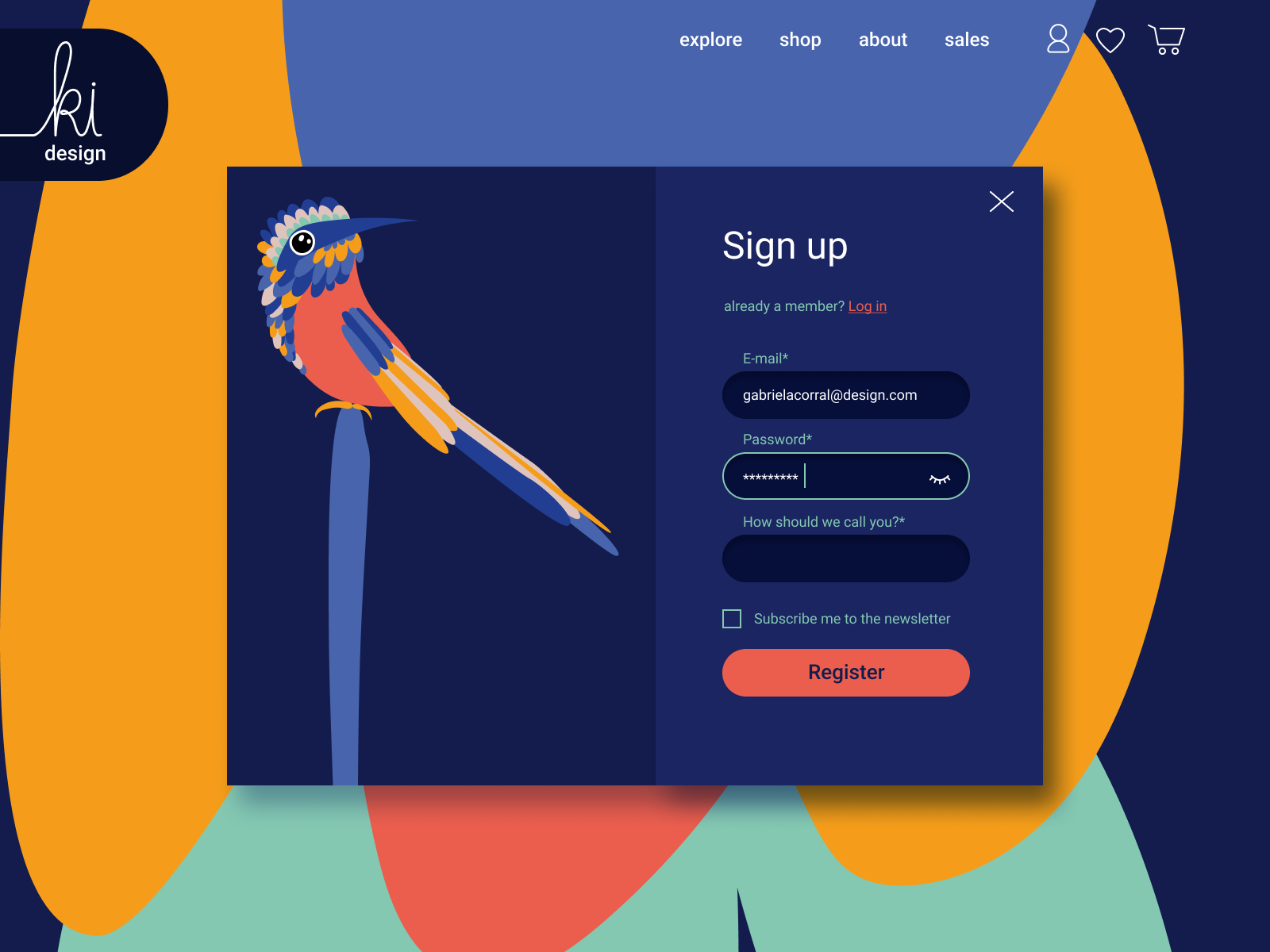 Sign up by gabriela corral on dribbble