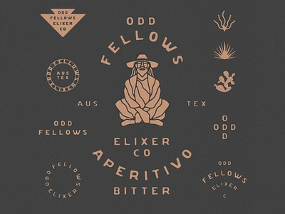 Odd Fellows Elixer Co. Branding brand branding cactus desert design font illustration jamescoffman lockup logo mexican mexico minimal packaging southwest spirits typedesign typeface typefaces whiskey