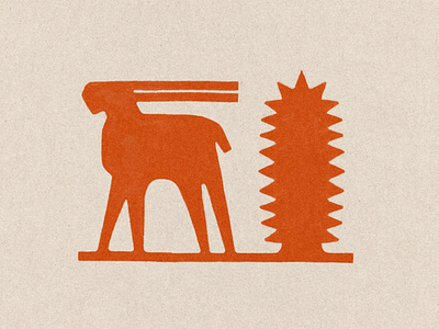 Goat at Sunrise blockprint branding carving contemporary design goat icon illustration logo minimal minimalist roman sun vintage