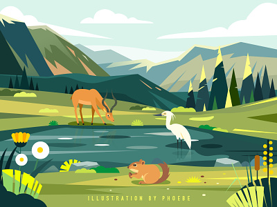 mountains and rivers adobe illustrator graphic design illustration