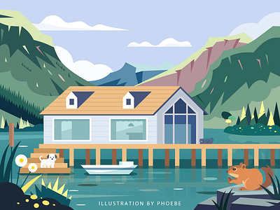 lake house adobe illustrator illustration