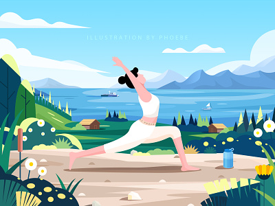 yoga by the sea adobe illustrator design illustration