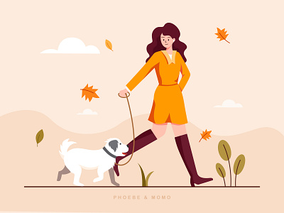 dog walking adobe illustrator illustration