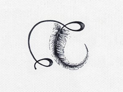 feathered C. c feather handmade typography