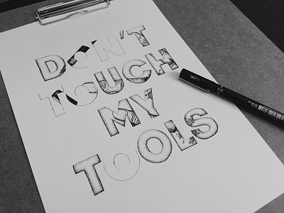 don't touch my tools black white drawing fineliner finger tools