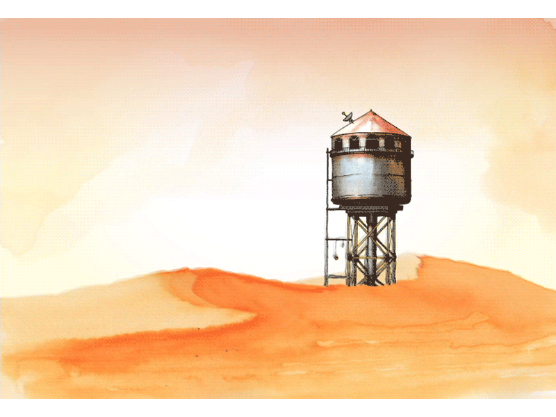 Struggling after effects animation desert gif loop water tower
