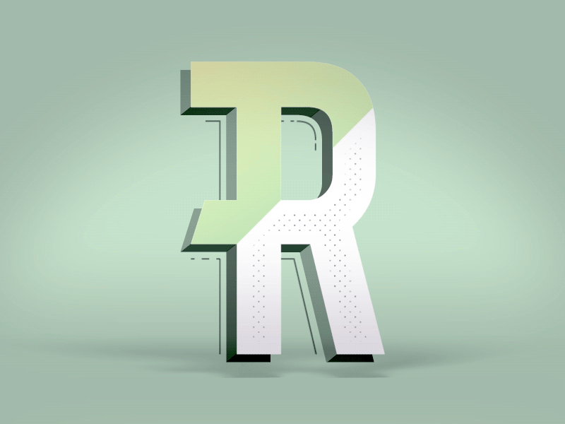 R. after effects animation loop r typography