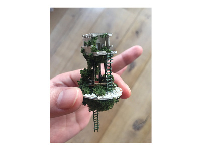 back at the treehouse 1.200 architecture cartboard handmade house micro matter mini scale model stairs