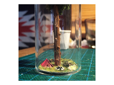 Sequoia Camping 1.200 camping handmade micro matter miniature scale model small tent tree