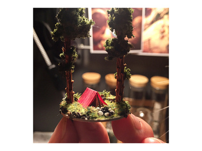 Another Campsite 1.200 camping handmade micro matter miniature scale model small tent tree